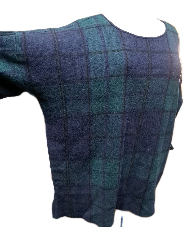 TAHARI Sweater Women 3X Blackwatch Plaid Cuffed 3/4 Sleeve Jumper Pullover Green - Image 2 of 4