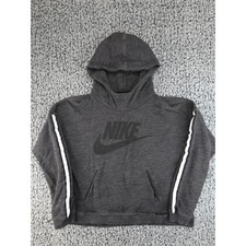 Nike Sportswear Hoodie Womens Large Charcoal Gray Logo Pullover Sweatshirt L