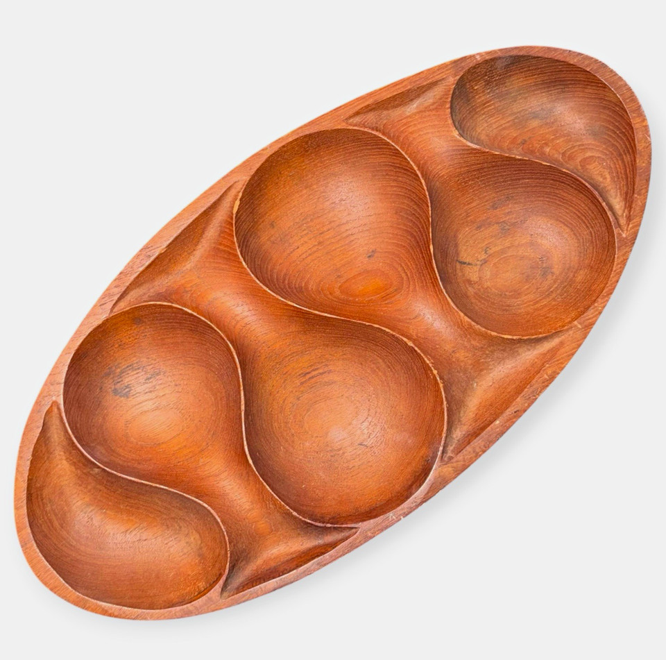 Laur Jensen Vintage Mid-Century Teak Snack Bowl