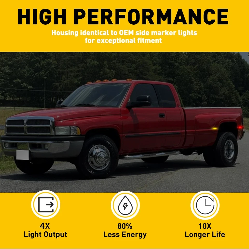 4-40X Luces LED de humo LED laterales delanteras traseras para 94-02 Dodge Ram 1500 2500 3500 Foto 3 de 4