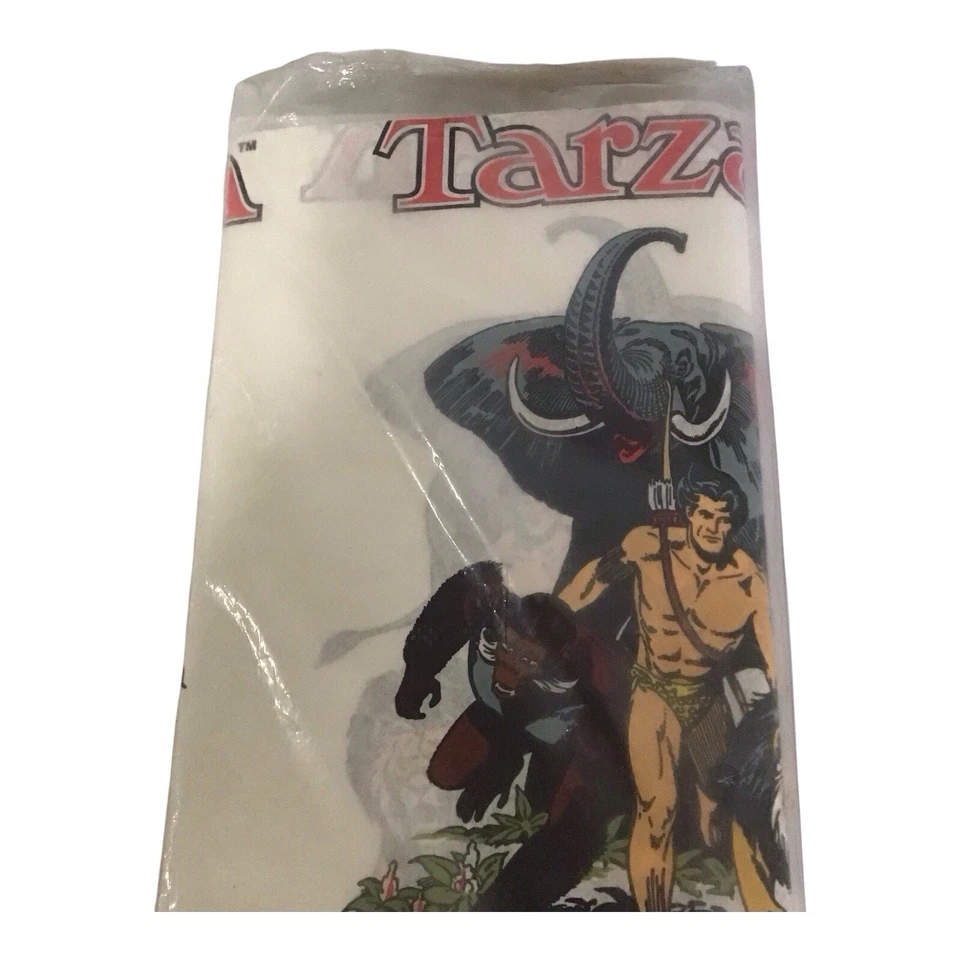 Vintage 1975 Tarzan Paper Table Cover Amscan USA 54x96 NOS Party Decoration - Image 3 of 4
