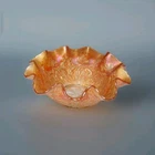 Vintage "Garden Path"  Carnival Glass Serving Bowl Ruffle Edge. 8.5" X 3.5"