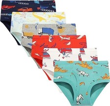 6-pack Little Boys' Cotton Briefs Soft Dinosaur Truck Toddler Training Underwear
