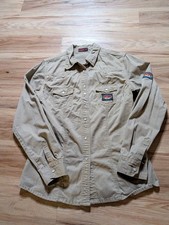 Rasco FR Flame Resistant Western Work Shirt Mens S Khaki Canvas Pearl Snap HRC 2