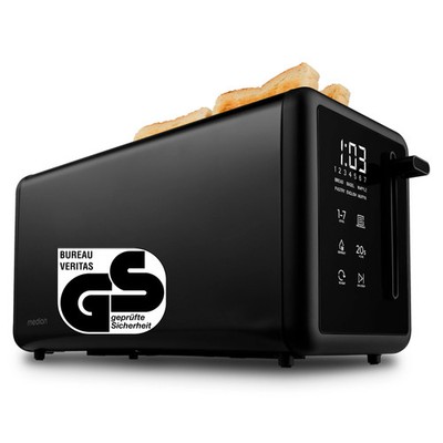 MEDION Toaster 4 Scheiben mit Brötchenaufsatz, 7 Bräunungsstufen,Edelstahl