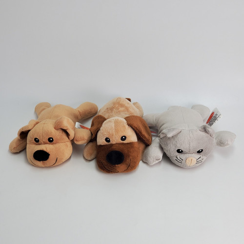 Melissa & Doug 9 Zoll graues Plüsch-Kätzchen Katze & 2 braune Welpen Hunde Stofftiere - Bild 1 von 16