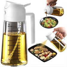 TrendPlain 16oz/470ml Glass Olive Oil Sprayer for Cooking – 2 in 1 Olive Oil Dis