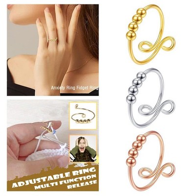 Fidgets Ring Stressabbau Ring mit Perlen frei drehbar Single Coil Spiralring