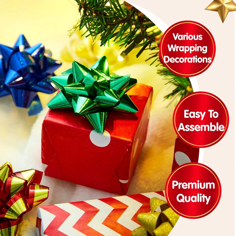 Juego de 75 arcos de regalo de 3 pulgadas + cintas rizadoras para envolver y decorar Navidad Foto 3 de 4