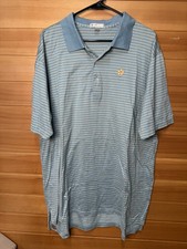 Peter Millar Summer Comfort Golf Polo Shirt Blue Striped Mens XXL Performance