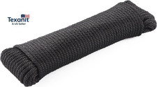 UV Resistant Black Dacron Polyester Rope 1/4 Inch 100Ft Solid Braided Heavy Duty