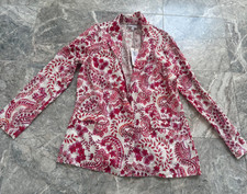 Johnny Was Red Lillet Floral Linen Blazer Jacket Pockets 255 NWT SZ SM