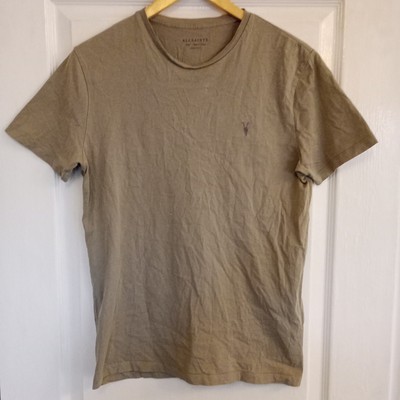 All Saints Top Tshirt Herren Small S Regular Fit Hellbraun Pilz Baumwolle