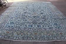 Vintage Hand Made Traditional Oriental Wool Green Blue Large Carpet 415x326cm