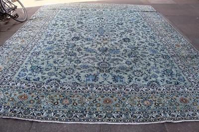 Vintage Handgeknüpft Traditionell Orientalisch Wolle Grün Blau Großer Teppich 415x326cm
