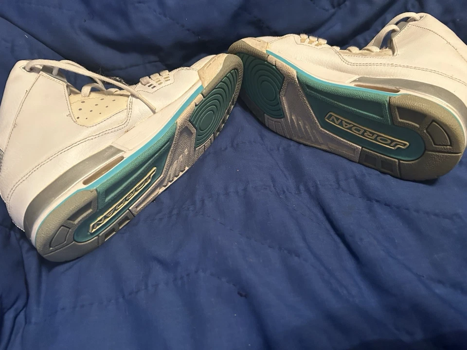 Nike Air Jordan SC-1 Zapatos de Baloncesto Adolescentes Talla 6Y Blanco y Turquesa 407493-103 Foto 3 de 4