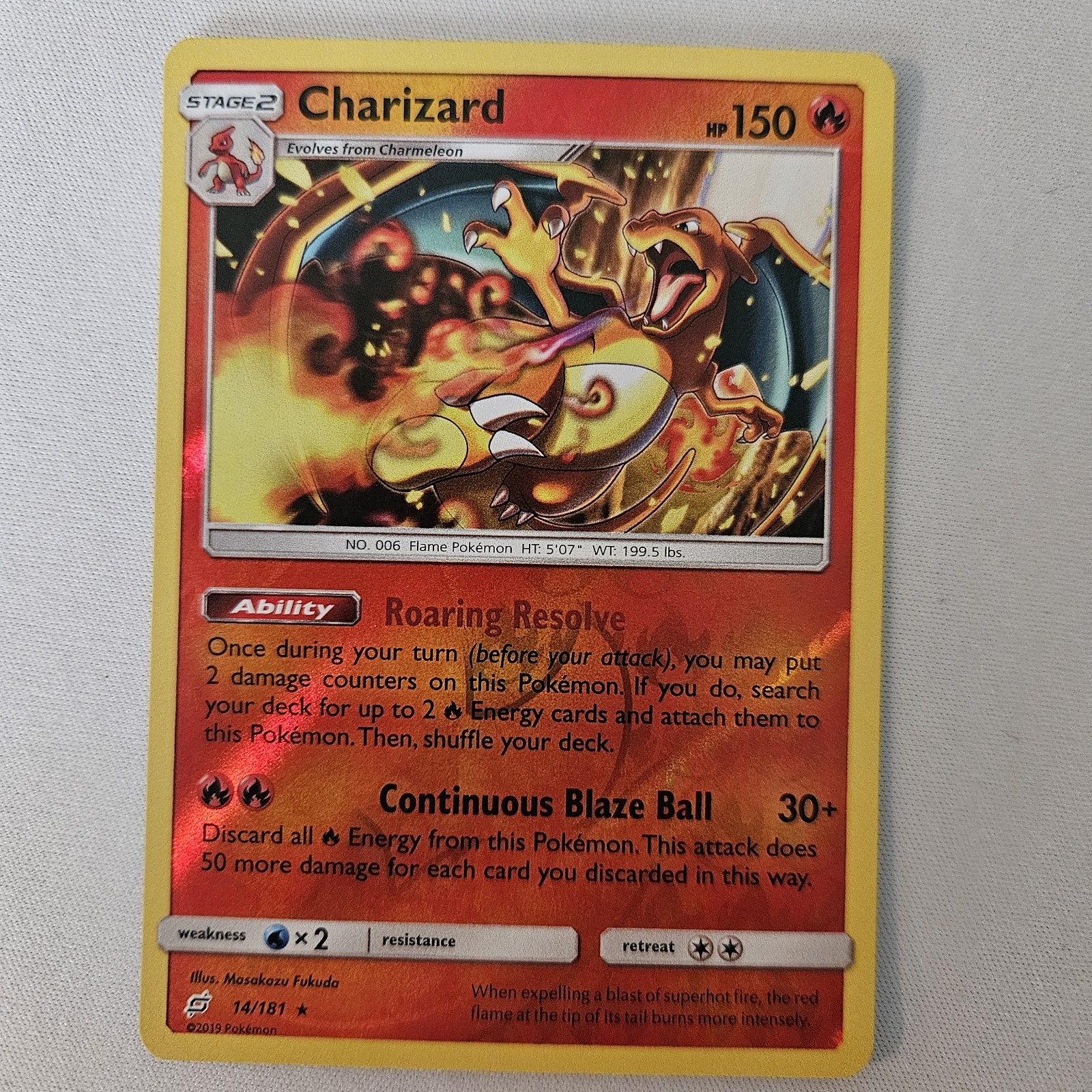 Pokemon TCG Cards Charizard 14/181 Team Up Reverse Holo Rare NM