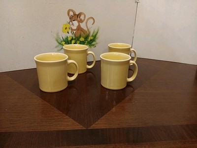 Fiesta Fiestaware Light Yellow Set Of 4 HLC Coffee Mugs Cups D Handles USA