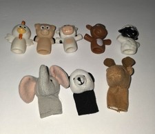 8 Piece Finger Puppets Farm  Zoo Animals 5 Rubber  3 Fabric