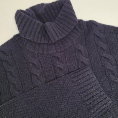 Bonobos Turtleneck Sweater Mens L Navy Blue Excellent Extrafine Merino Wool Slim