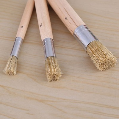 3PCS Set Wooden Stencil Brush Chalk Paint Natural Pure Hog Bristle brush R.di