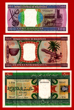 Mauritania 2002 UNC Notes - 100 Ouguiya (P-4k), 200 (P-5j), & 500 Ouguiya (P-8c)