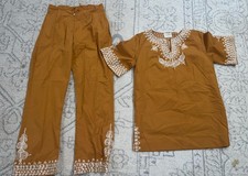 Vintage Tailor-made Nigerian Two-piece Outfit with Embroidered Details