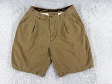 Tommy Bahama Shorts Men 32 Brown Khaki Pleated Bermuda 100 Silk Golf Golfer