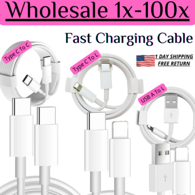 New USB-C Cable Fast Charging Type C Cord For iPhone 15 14 13 12 11 Pro iPad Lot