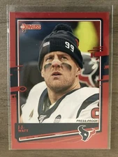J.J. Watt 2020 Donruss RED & PHOTO DOUBLE Variation SSP Player Card. Hou Texans