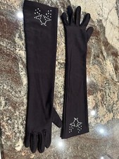 NWOT Black Elbow Length Gloves With Rhinestones.