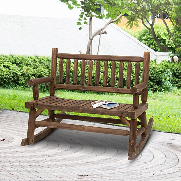 Wooden rocking garden bench sales