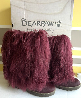 $250 Bearpaw Boetis ll Boots Genuine Leather Suede Long Fur