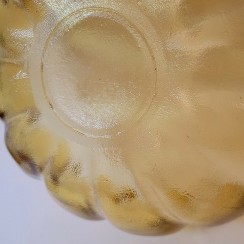 Vintage Indiana Glas Bernstein Salat Servier Schüssel 12 Blütenblätter Lotusblume 11" - Bild 9 von 12