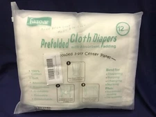12 Pack Prefolded~ 3 Ply~Cloth Diapers with Absorbent Padding Washable 14 x 19.5