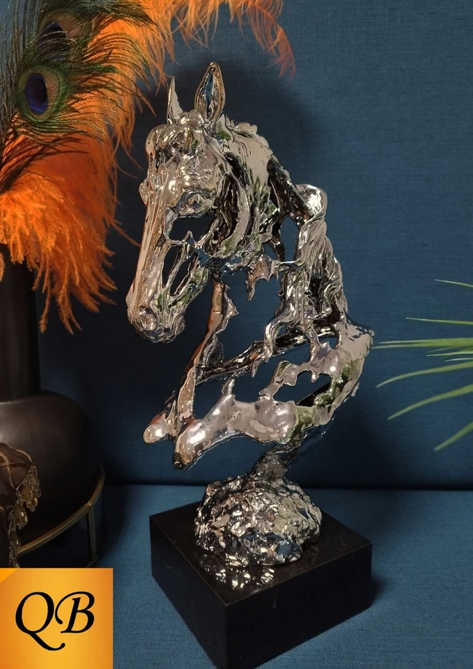 ART DECO BRONZE HORSE HEAD IN SILVER FIGURINE SCULPTURE STATUE ARABIAN FIGURE - Image 3 of 4