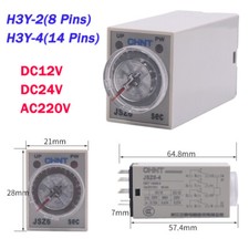 JSZ6-2/4 DC12V DC24V AC220V Power On Timer Time Delay Relay Socket Base 1S 5Min