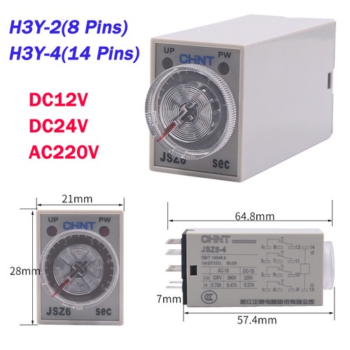 JSZ6-2/4 DC12V DC24V AC220V Power On Timer Time Delay Relay Socket Base 1S~5Min - Picture 13 of 13