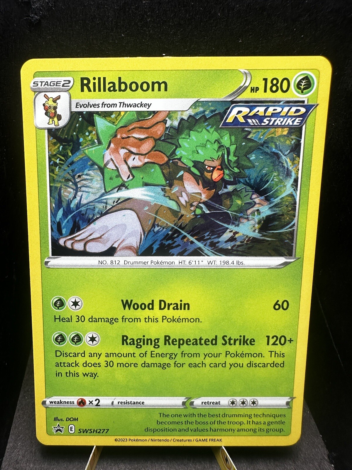 Pokemon TCG Sword & Shield Rillaboom SWSH277 Black Star Promo Cosmos Holo!