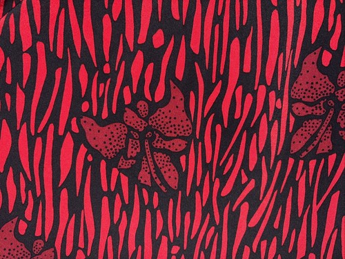 George Skirt Womens Large 12/14 Red Black Hibiscus Floral A-Line Knee Length - Picture 5 of 8
