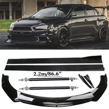 Front Bumper Lip Spoiler Side Skirts Rear Glossy Black For Mitsubishi Lancer Gt
