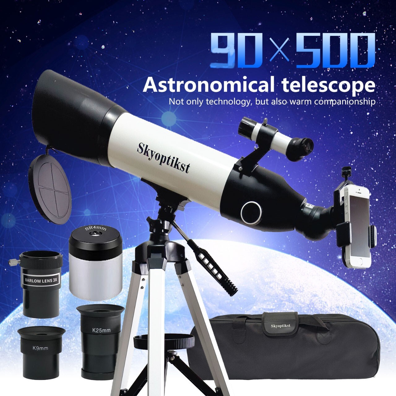 500x90 professional Refractor Astronomical Telescope Fully M