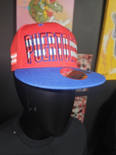 PUERTO RICO Snapback Adjustable Red Baseball Cap / Blue Bill - Picture 2 of 7