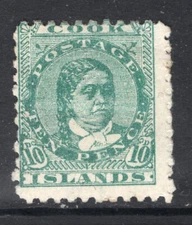 M23797 Cook Islands 1898 SG19 QV: 10d green MM, Cat £20