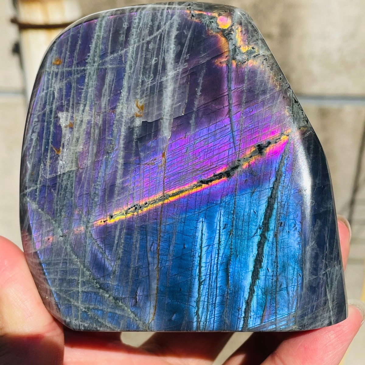 840g Large Amazing Colorful Blue Purple Labradorite Quartz Crystal 