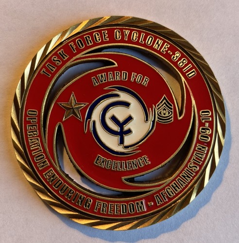 Challenge Coin Excellence US Army Task Force Cyclone 38th ID OEF Afghanistan 2"