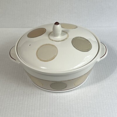 Noritake Covered Casserole Dish 7989 Ambience Java Mocha Dot 2.5 Qt Discontinued