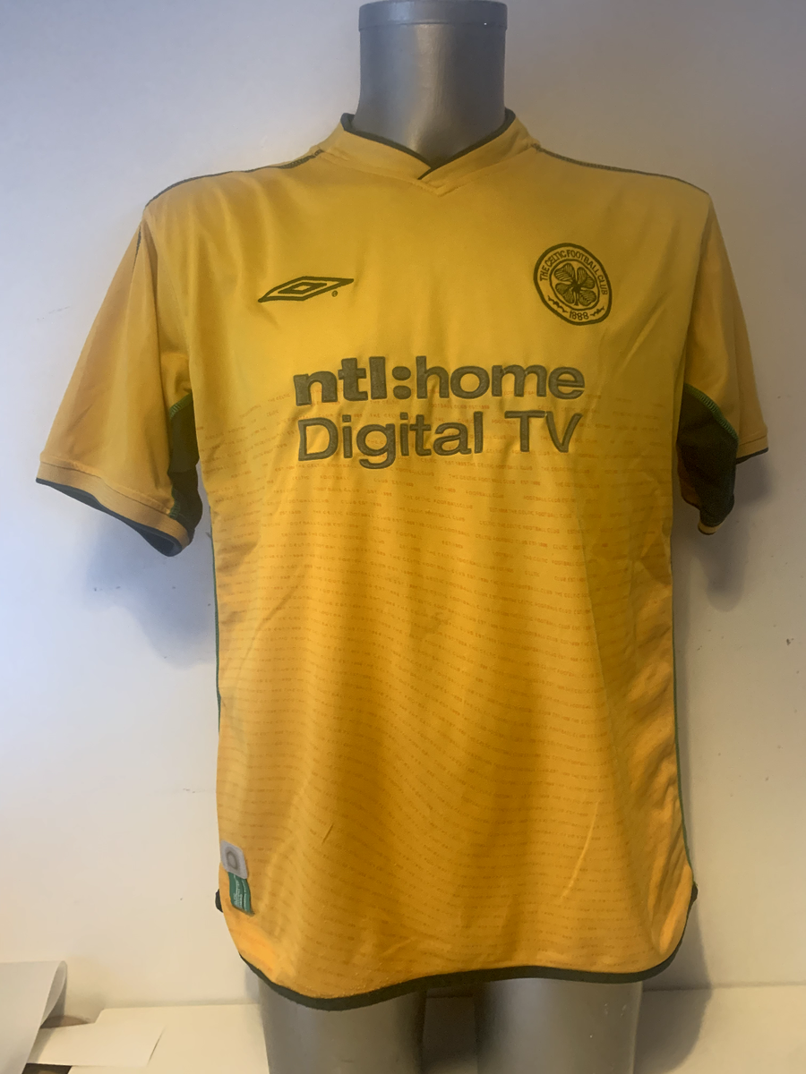 Celtic Large LARSSON Umbro Shirt Jersey Football Soccer Vintage Top 2002 NTL