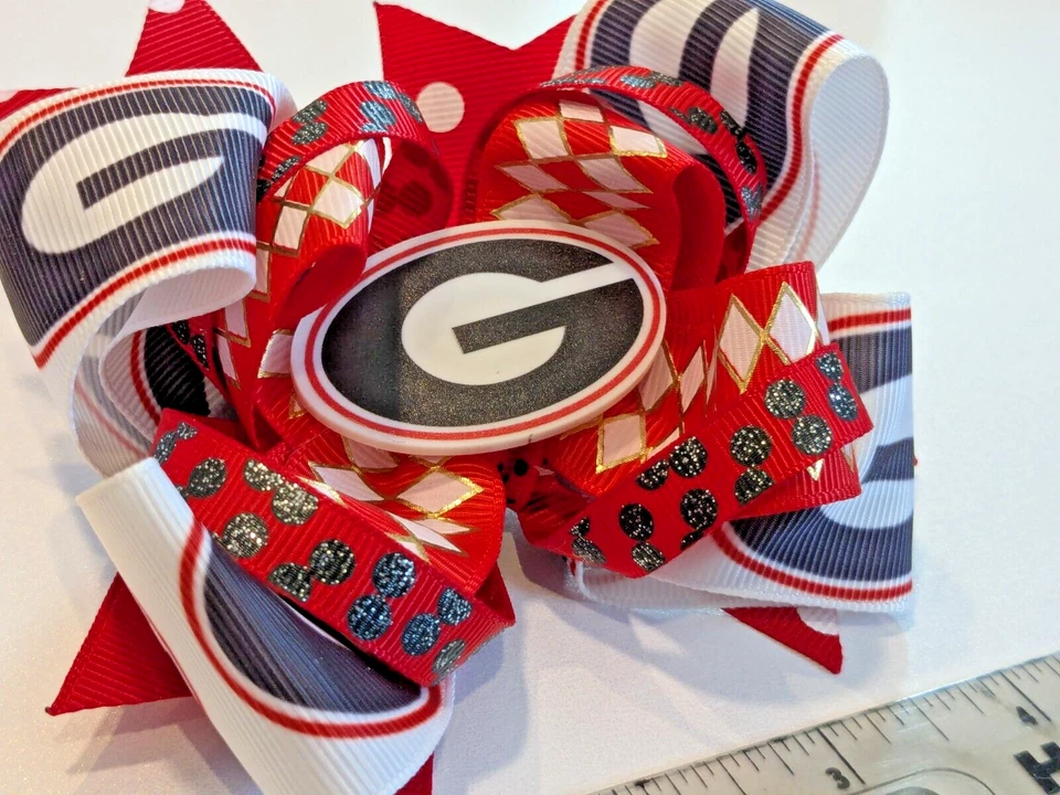 Arco apilador boutique de 4 pulgadas UGA hecho a mano University of Georgia Bulldogs Foto 2 de 4