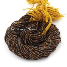 NATURAL TIGER'S EYE RONDELLE 2MM FACETED CUT GEMSTONE BEADS 12"INCH 5 STRAND